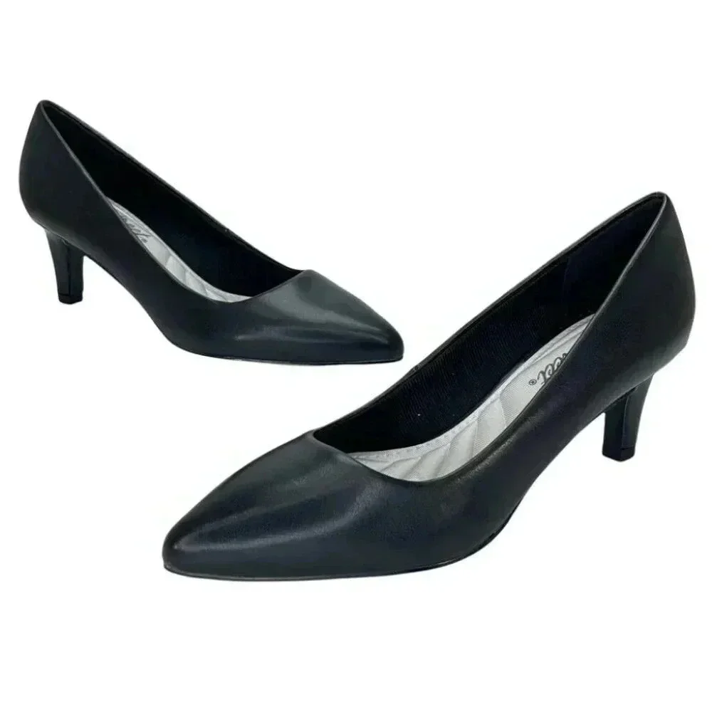 Easy Street Passion Black Faux Leather Womens Heels Size 5.5M